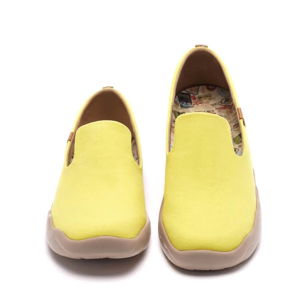 UIN Women's Slip Ons Comfort Walking Flats Casual Shoes(Barcelona Canvas Yellow)